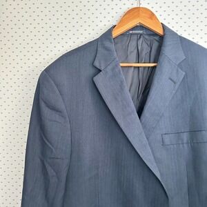 Hart Schaffner & Marx 2 Button Blazer Sport Coat 44L Navy Blue Wool Jacket Suit